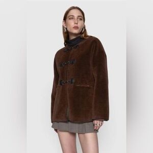 Rebecca Minkoff Faux Shearling Toggle Jacket Large